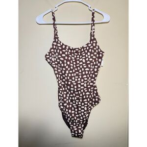 NWT Aerie Pique Tie-Back One Piece In Morning Coffee | Size Medium | Swimwear